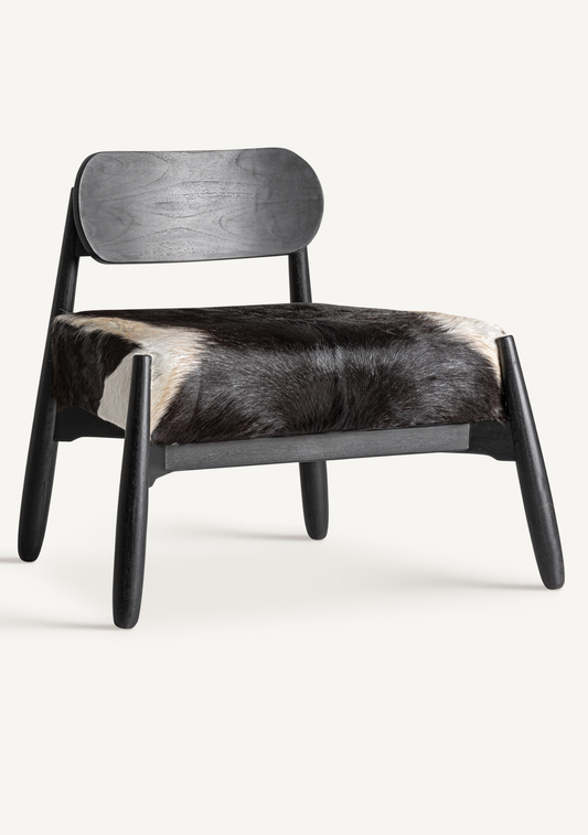 Kasher Armchair – White Leather & Black Teak Wood