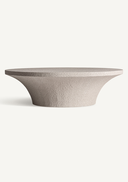 Sion Sculptural Cement Coffee Table – Beige - Elara Maison