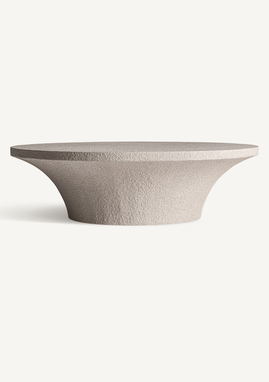 Sion Sculptural Cement Coffee Table – Beige - Elara Maison