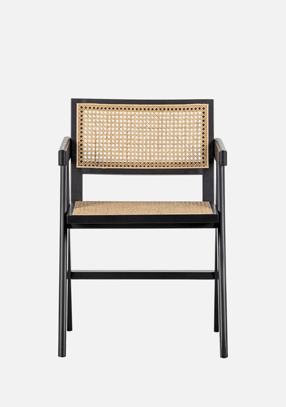 Gunn Dining Chair – Rattan & Black Wood