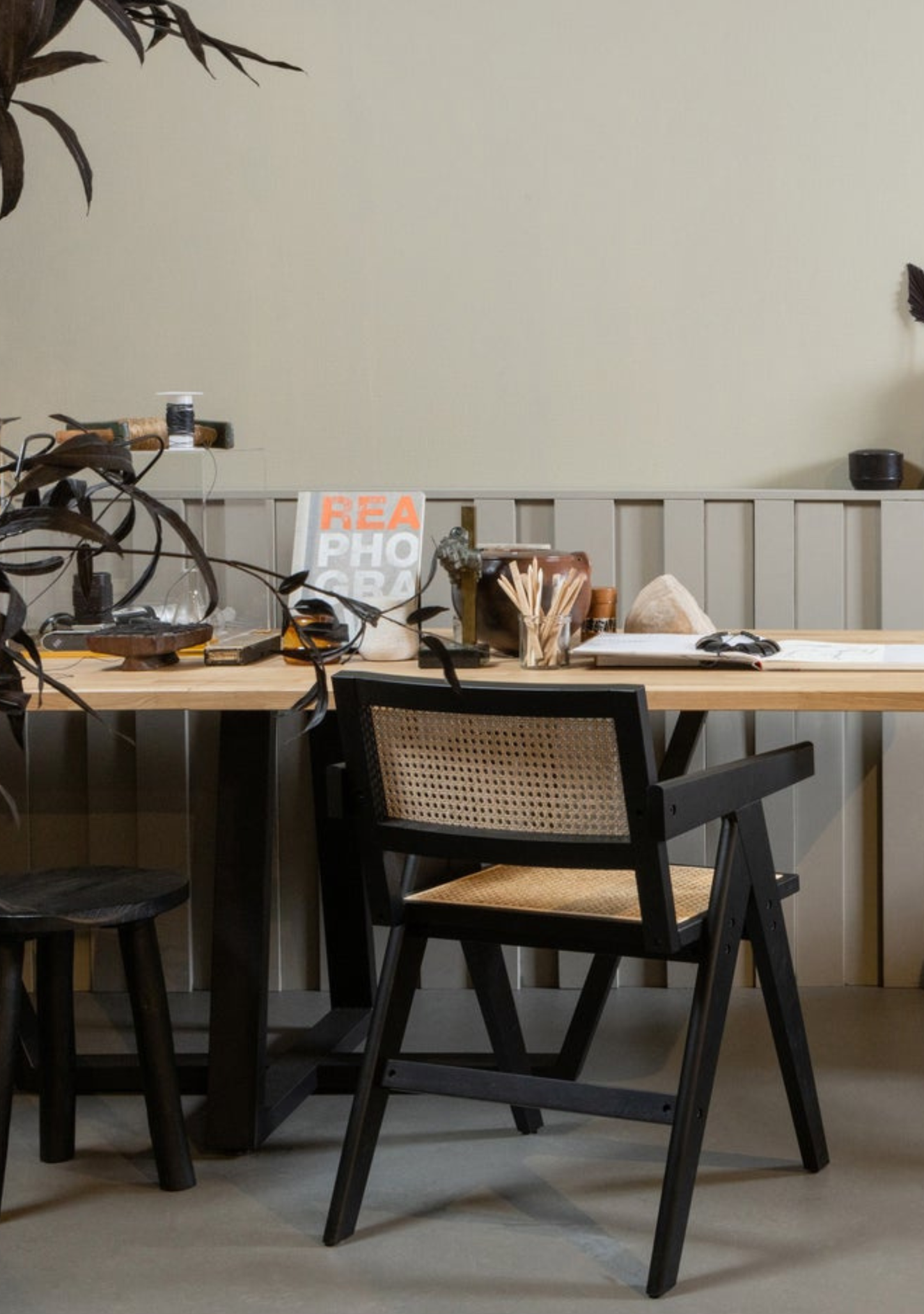 Gunn Dining Chair – Rattan & Black Wood