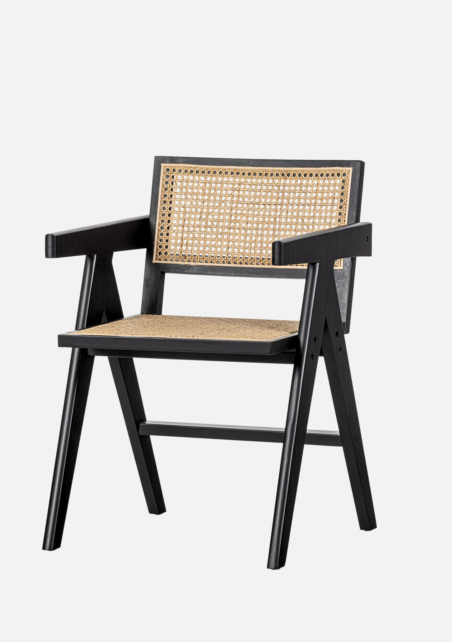 Gunn Dining Chair – Rattan & Black Wood