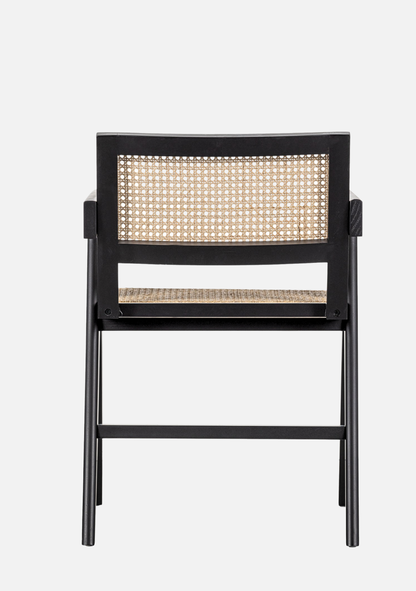 Gunn Dining Chair – Rattan & Black Wood