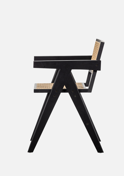 Gunn Dining Chair – Rattan & Black Wood