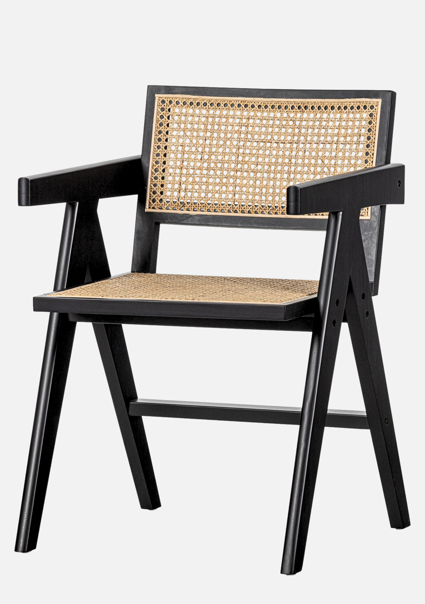 Gunn Dining Chair – Rattan & Black Wood