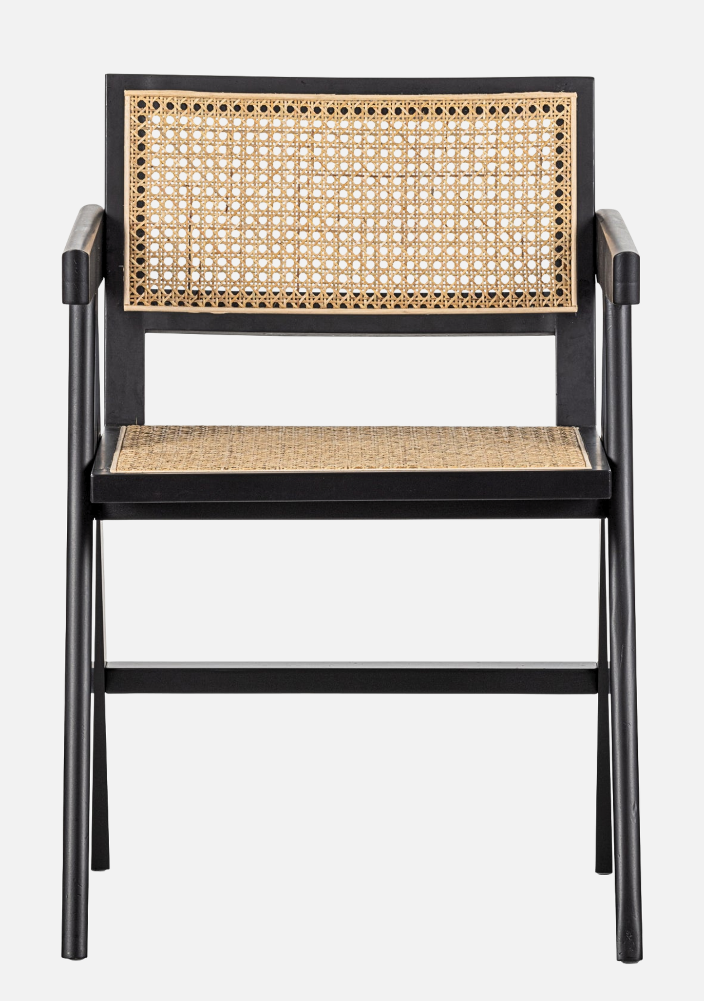 Gunn Dining Chair – Rattan & Black Wood