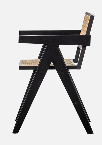 Gunn Dining Chair – Rattan & Black Wood