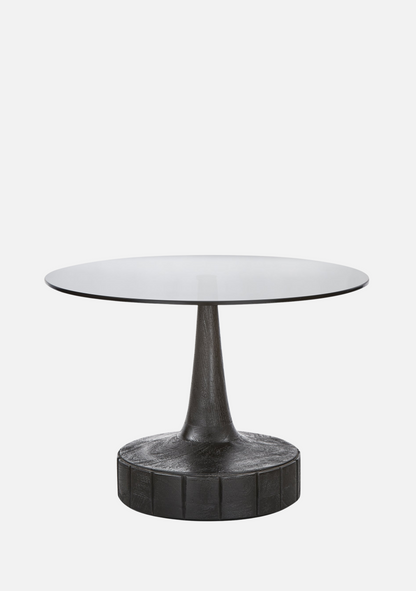 Soya Side Table – Mango Wood & Glass, Black - Elara Maison