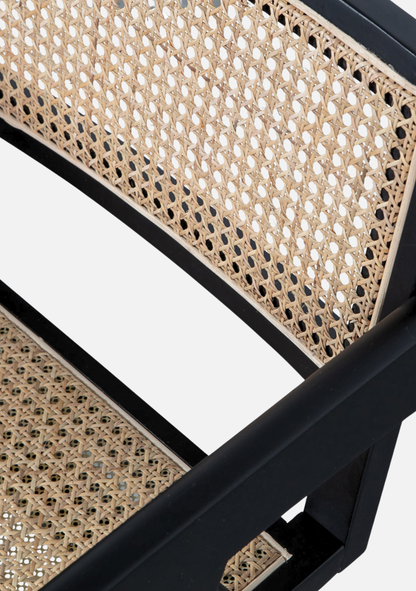Gunn Dining Chair – Rattan & Black Wood