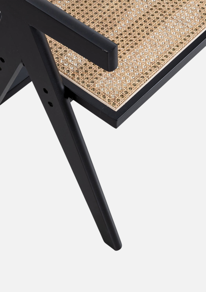 Gunn Dining Chair – Rattan & Black Wood