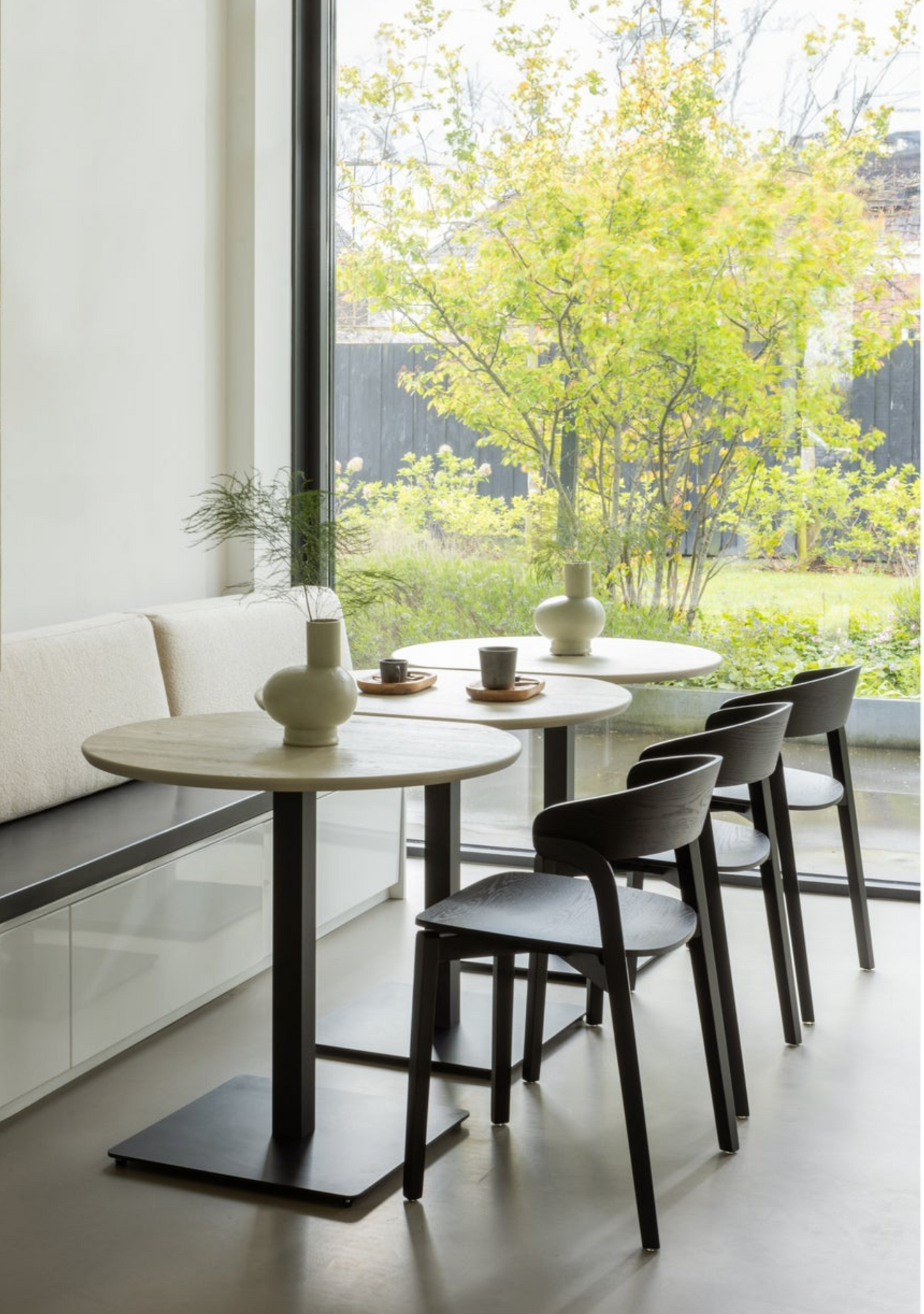 Tablo Bistro Table – Oak & Metal Base Grey 80×74 cm (FSC®) - Elara Maison