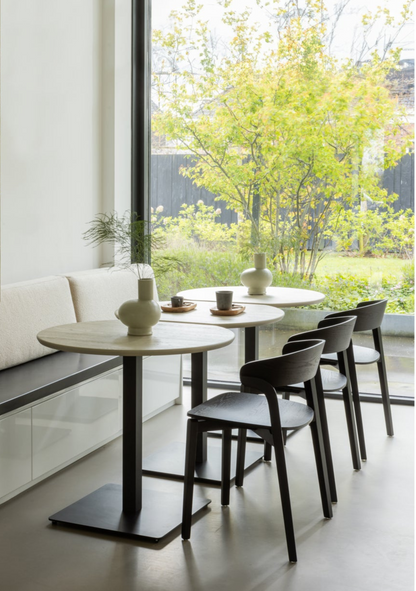 Tablo Bistro Table – Oak & Metal Base Grey 80×74 cm (FSC®) - Elara Maison