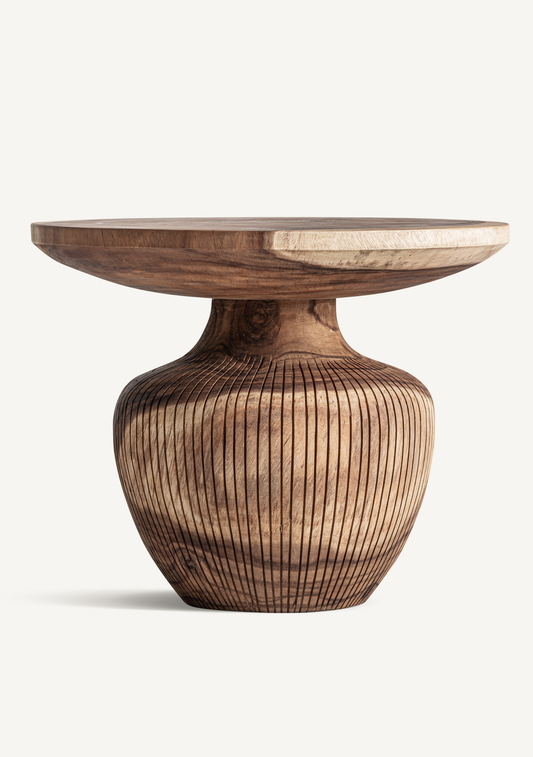 Zobue Sculptural Side Table – Brown - Elara Maison