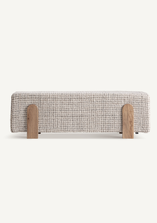 Beccles Upholstered Bed Bench – Beige & Natural Wood - Elara Maison