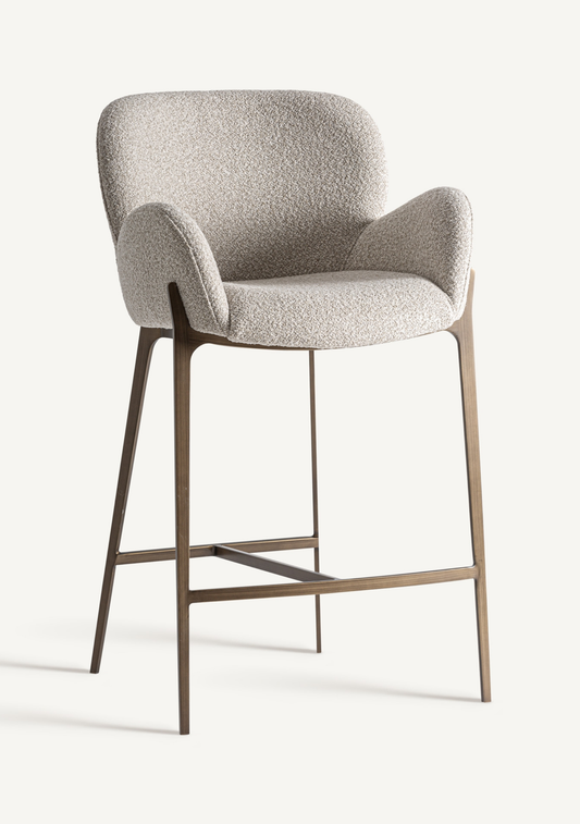 Gerb Upholstered Bar Stool – Beige - Elara Maison
