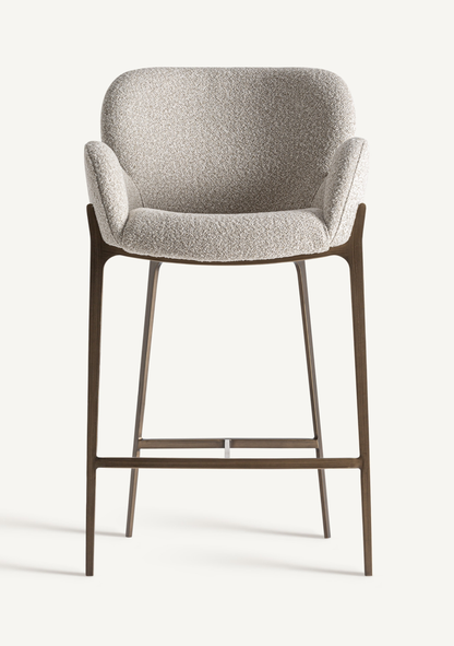 Gerb Upholstered Bar Stool – Beige - Elara Maison