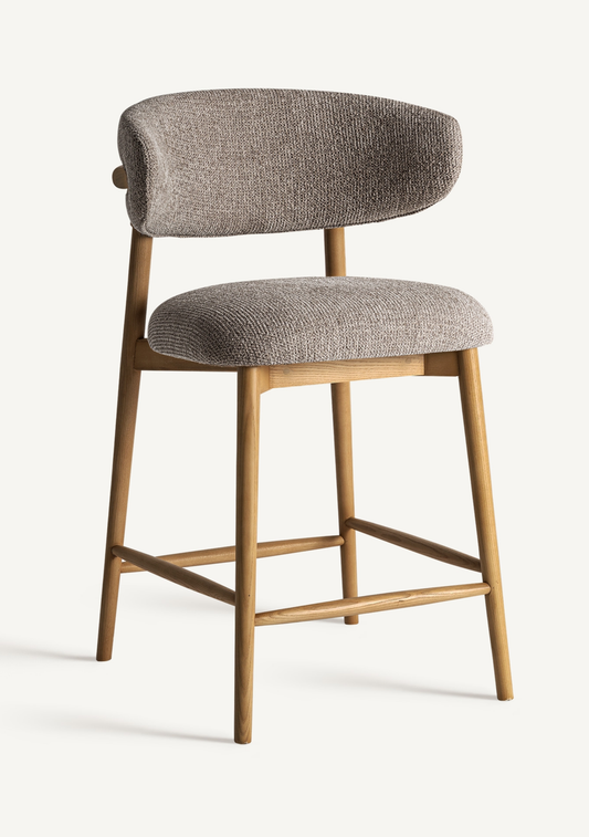 Erlec Bar Stool – Taupe Upholstery & Light Brown Ash Wood