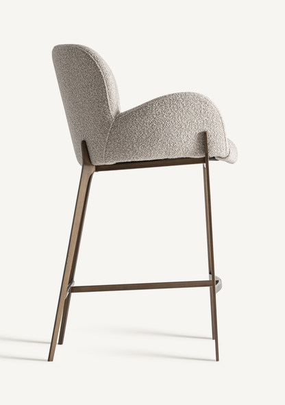 Gerb Upholstered Bar Stool – Beige - Elara Maison