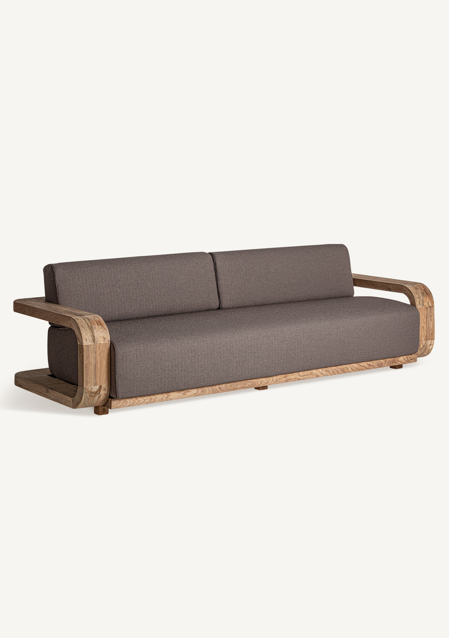 Corba Sculptural Wood Sofa – Brown - Elara Maison