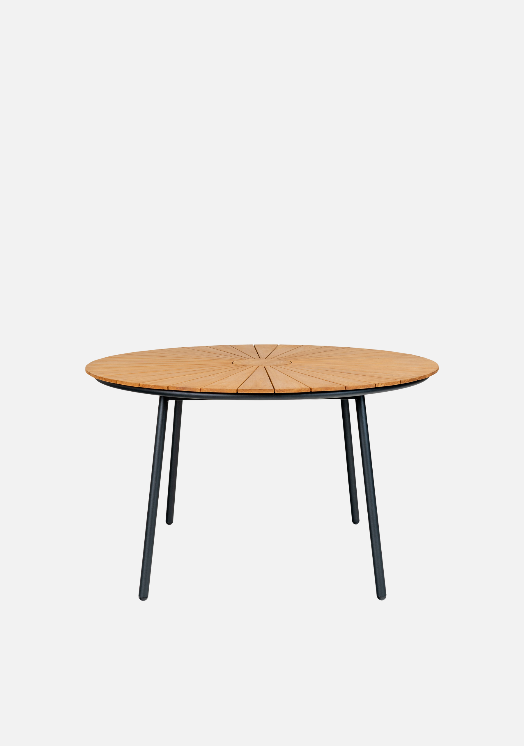 Cleveland Dining Table – Ø130 cm, Teak & Black Metal - Elara Maison