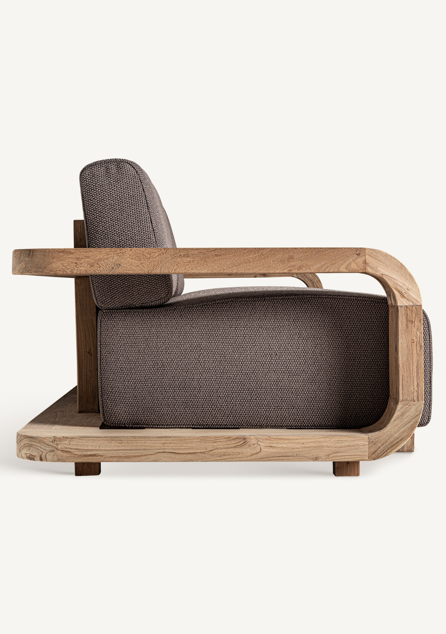 Corba Sculptural Wood Sofa – Brown - Elara Maison