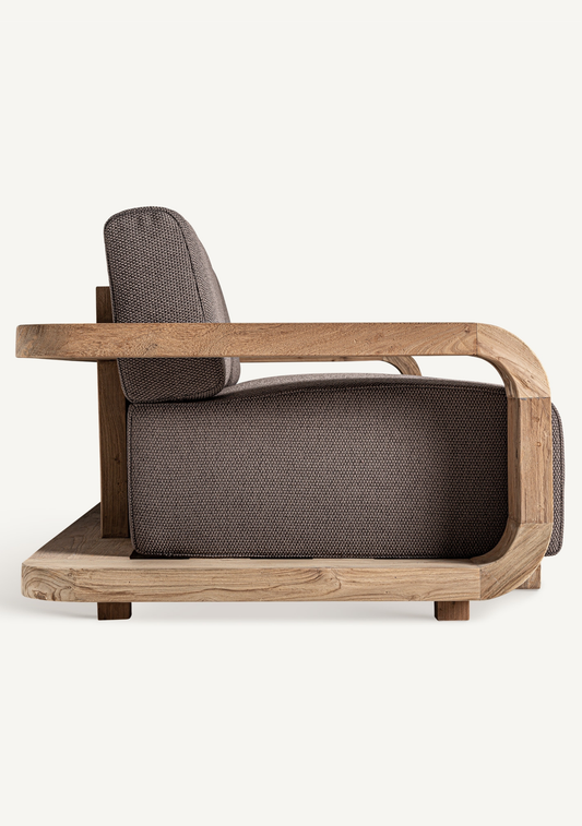 Corba Sculptural Wood Sofa – Brown - Elara Maison