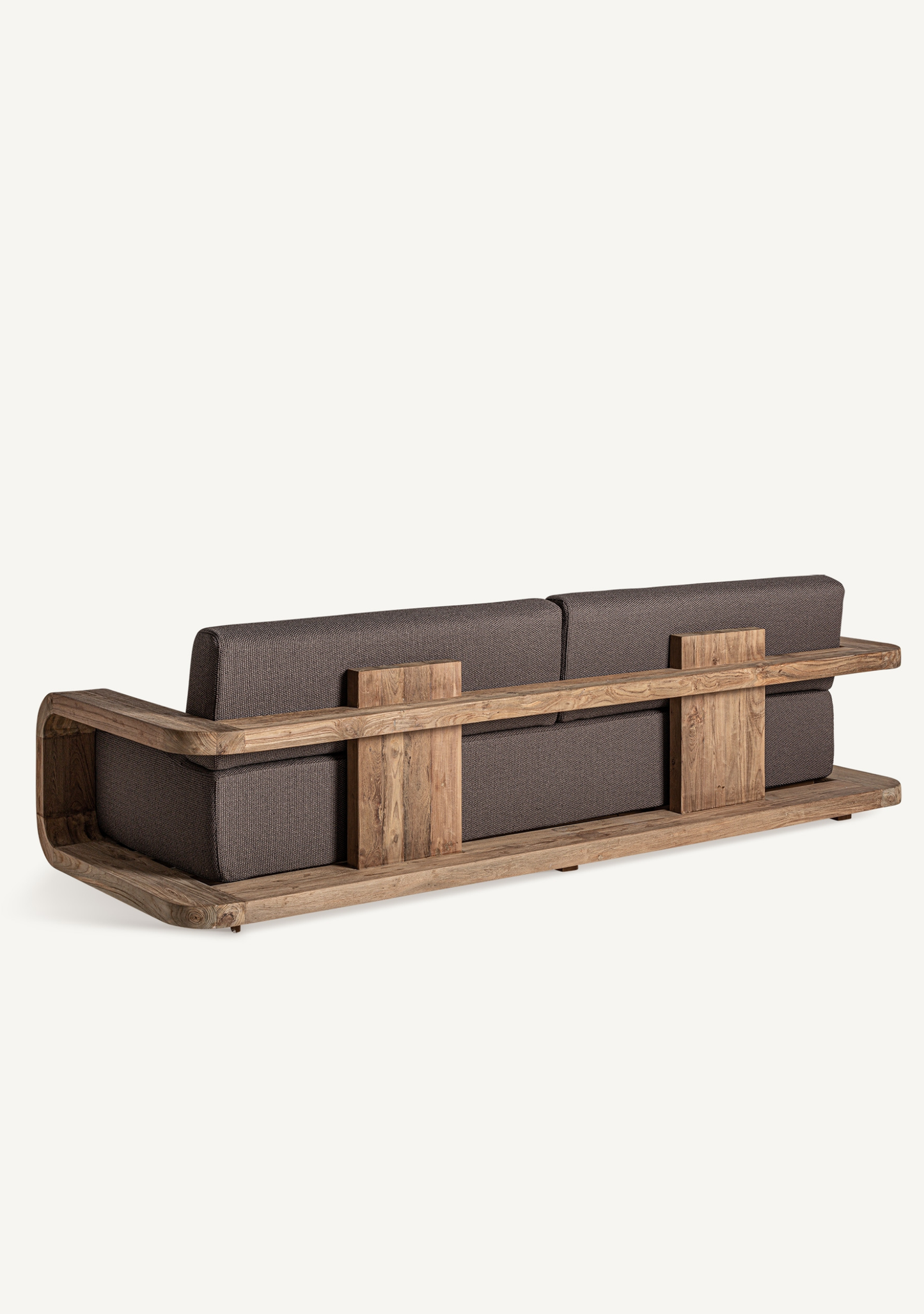 Corba Sculptural Wood Sofa – Brown - Elara Maison
