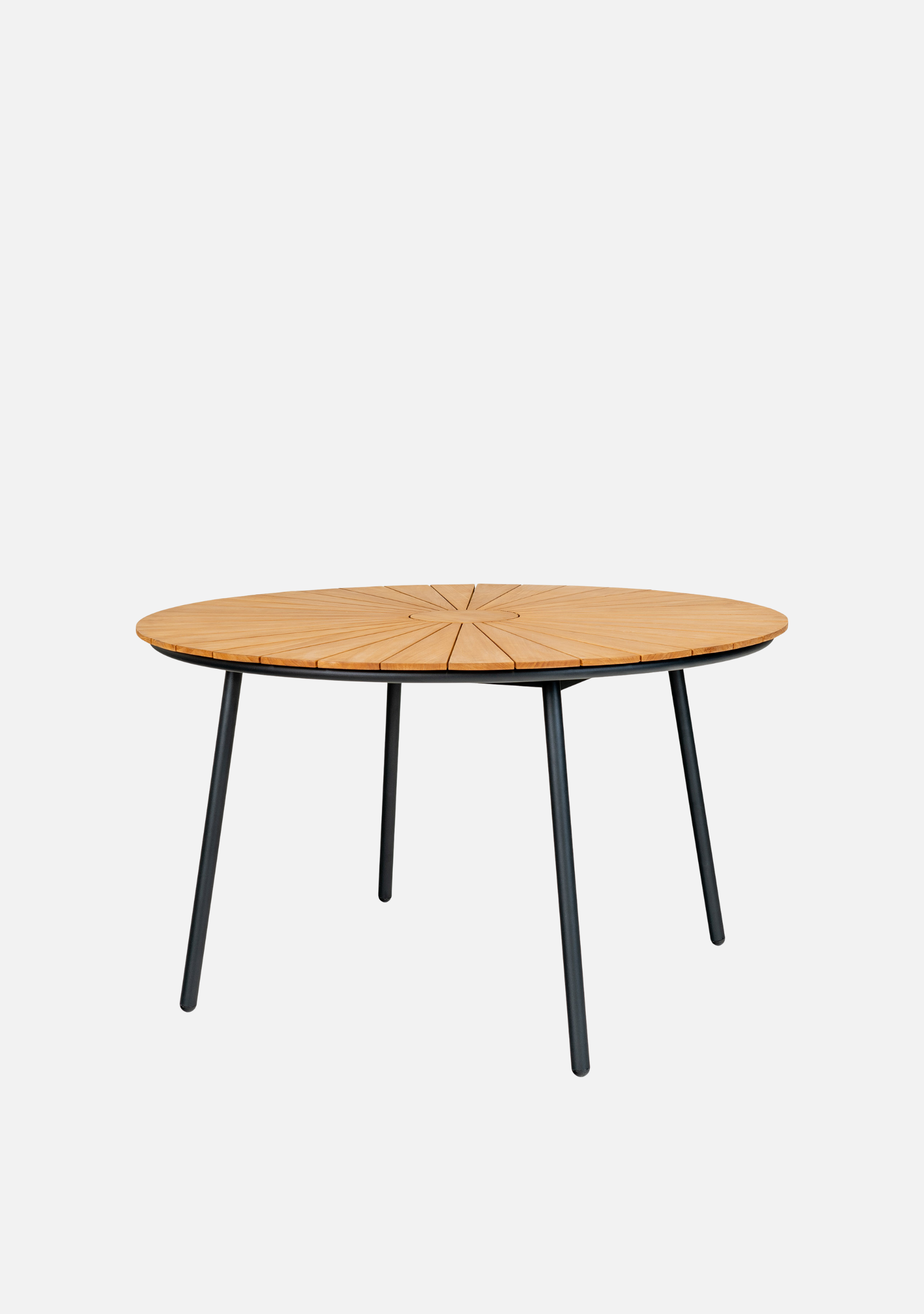 Cleveland Dining Table – Ø130 cm, Teak & Black Metal - Elara Maison