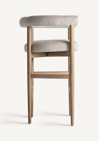 Lazins Bar Stool – Beige Upholstered Ash Wood