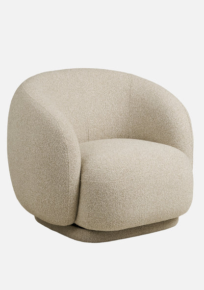 Hawkes Swivel Lounge Chair – Sand Bouclé Texture