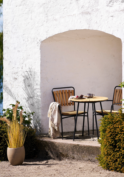 Cleveland Dining Chair – Set of 4, Teak & Black Metal - Elara Maison