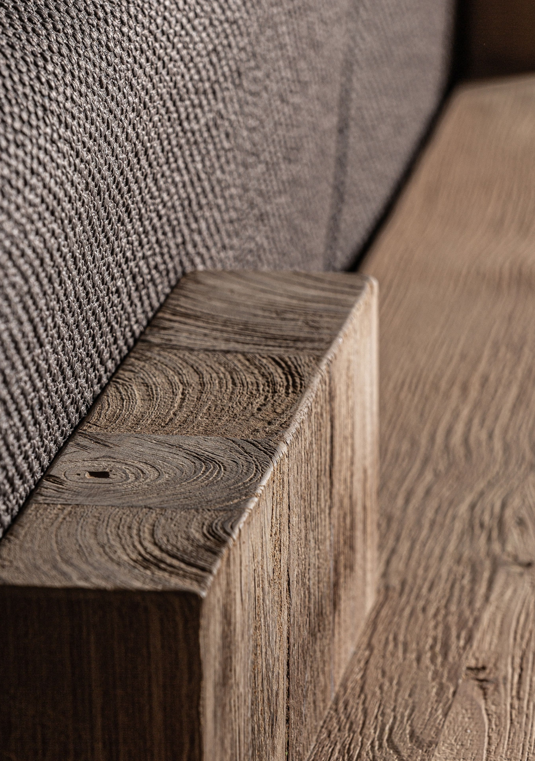 Corba Sculptural Wood Sofa – Brown - Elara Maison