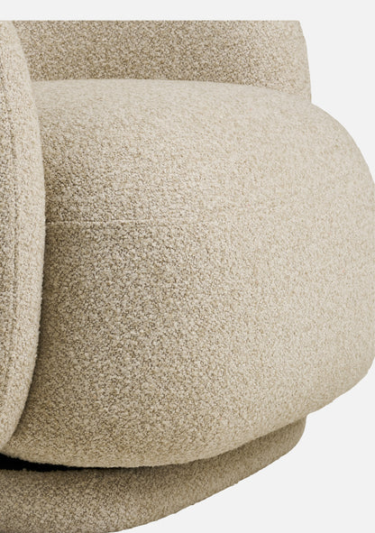 Hawkes Swivel Lounge Chair – Sand Bouclé Texture