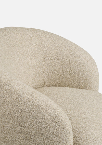 Hawkes Swivel Lounge Chair – Sand Bouclé Texture