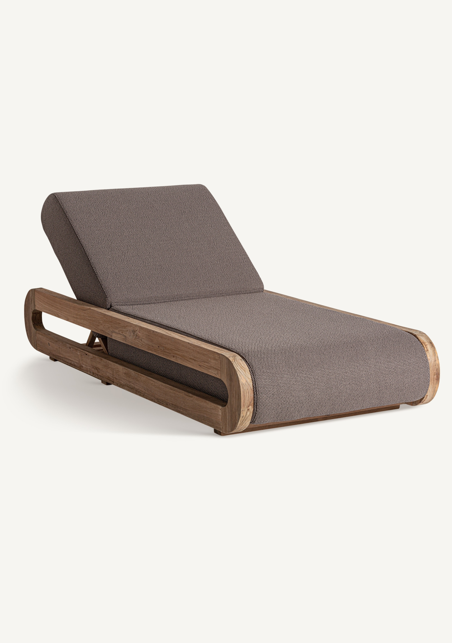 Corba Teak Outdoor Sun Lounger – Taupe - Elara Maison