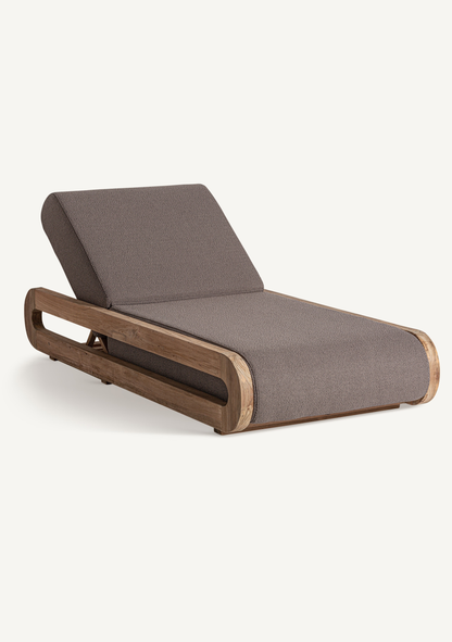 Corba Teak Outdoor Sun Lounger – Taupe - Elara Maison