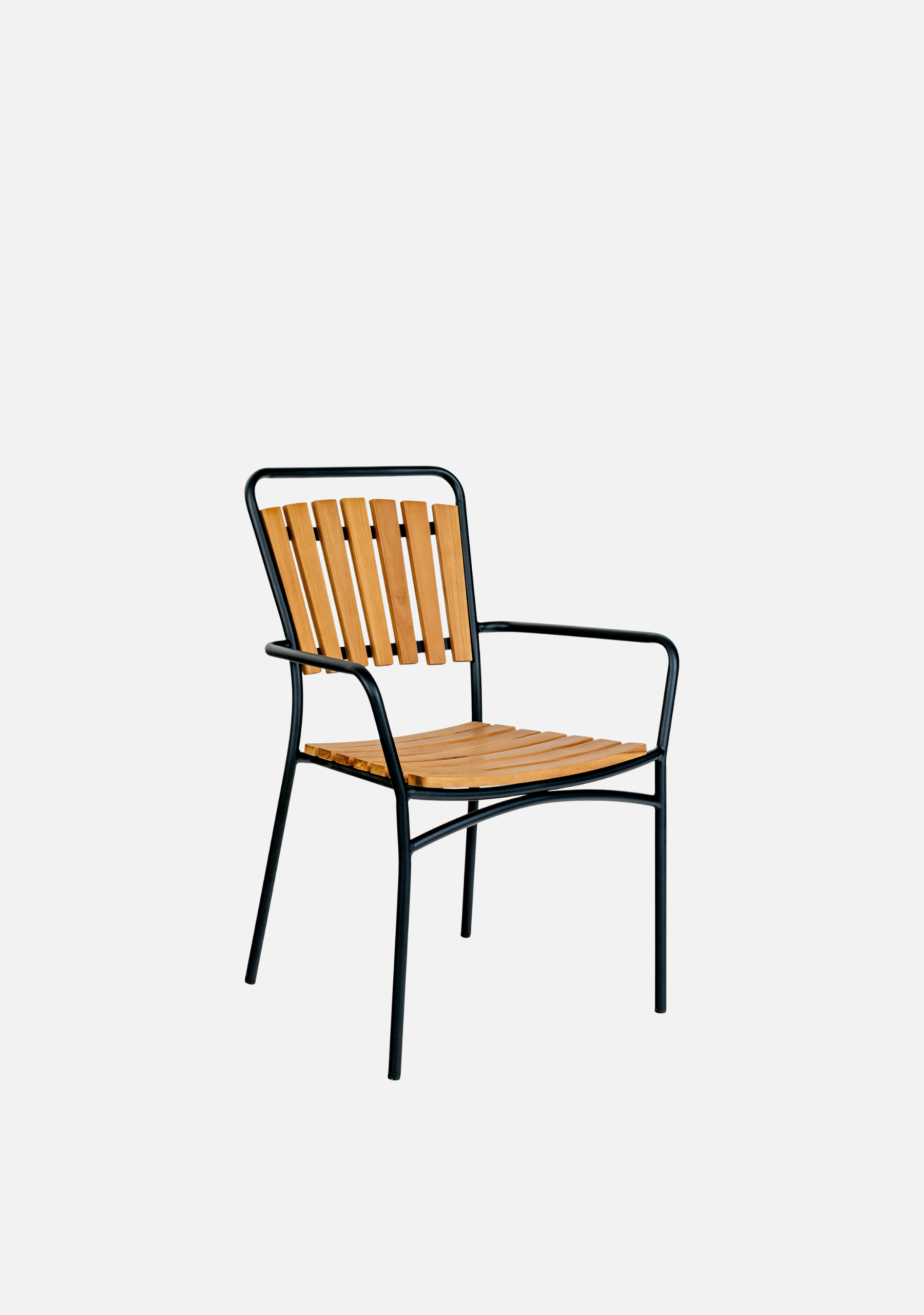 Cleveland Dining Chair – Set of 4, Teak & Black Metal - Elara Maison