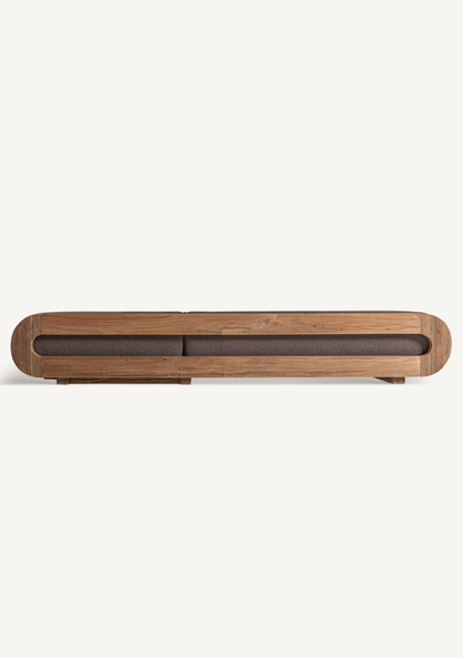 Corba Teak Outdoor Sun Lounger – Taupe - Elara Maison