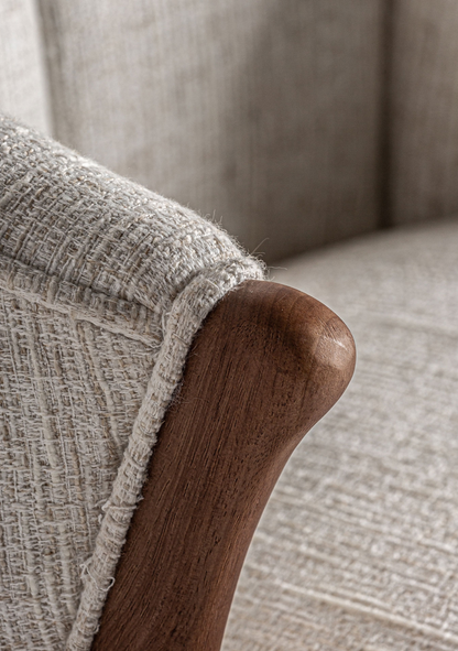 Douze Upholstered Bar Stool – Rubberwood & Brass Details