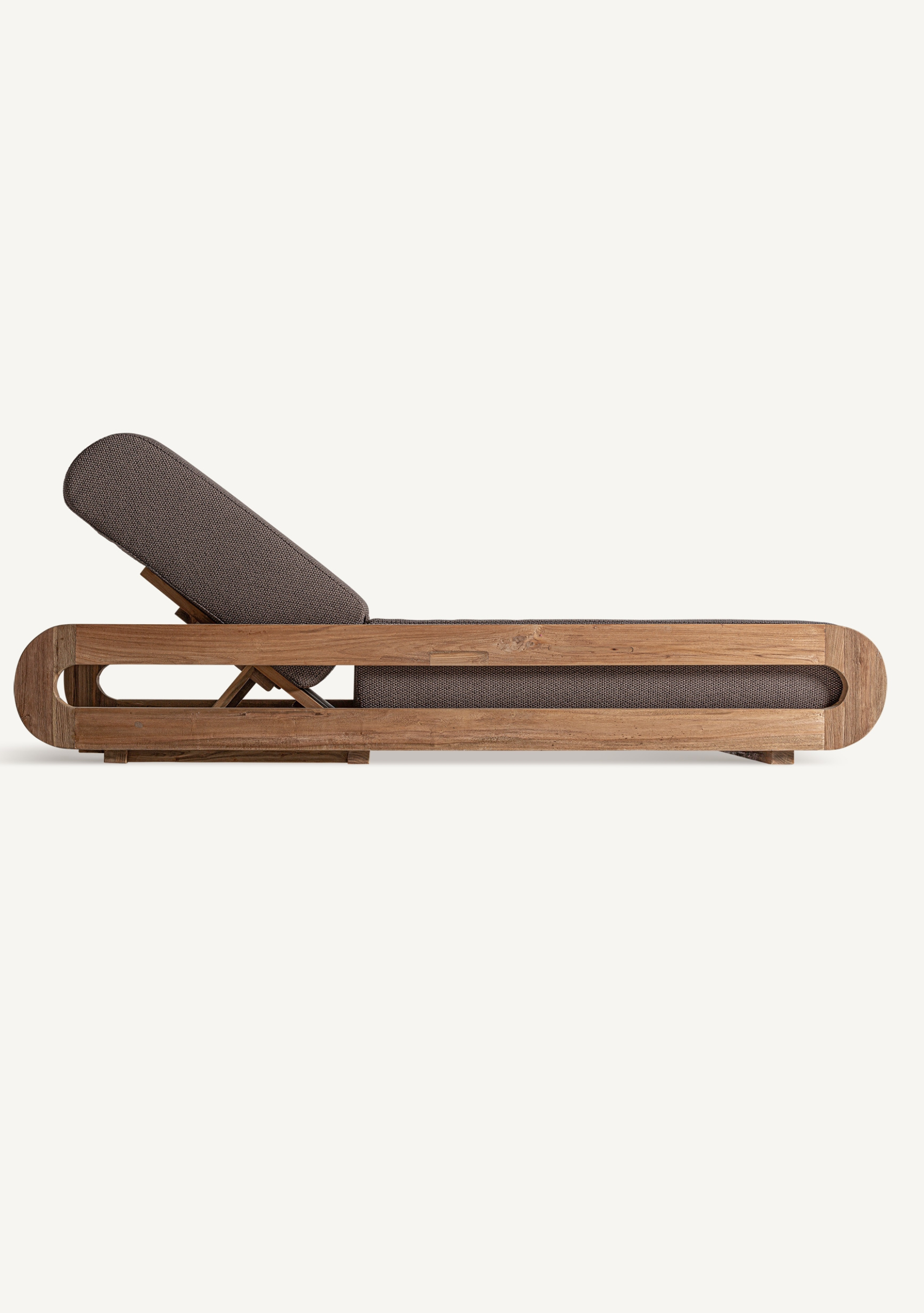 Corba Teak Outdoor Sun Lounger – Taupe - Elara Maison