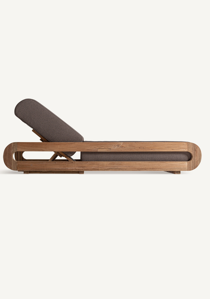 Corba Teak Outdoor Sun Lounger – Taupe - Elara Maison