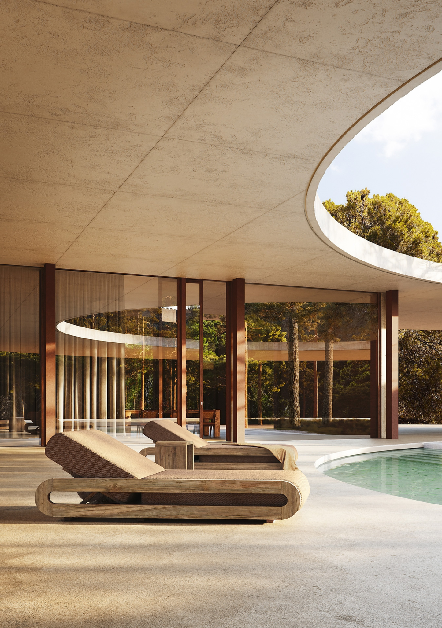 Corba Teak Outdoor Sun Lounger – Taupe - Elara Maison