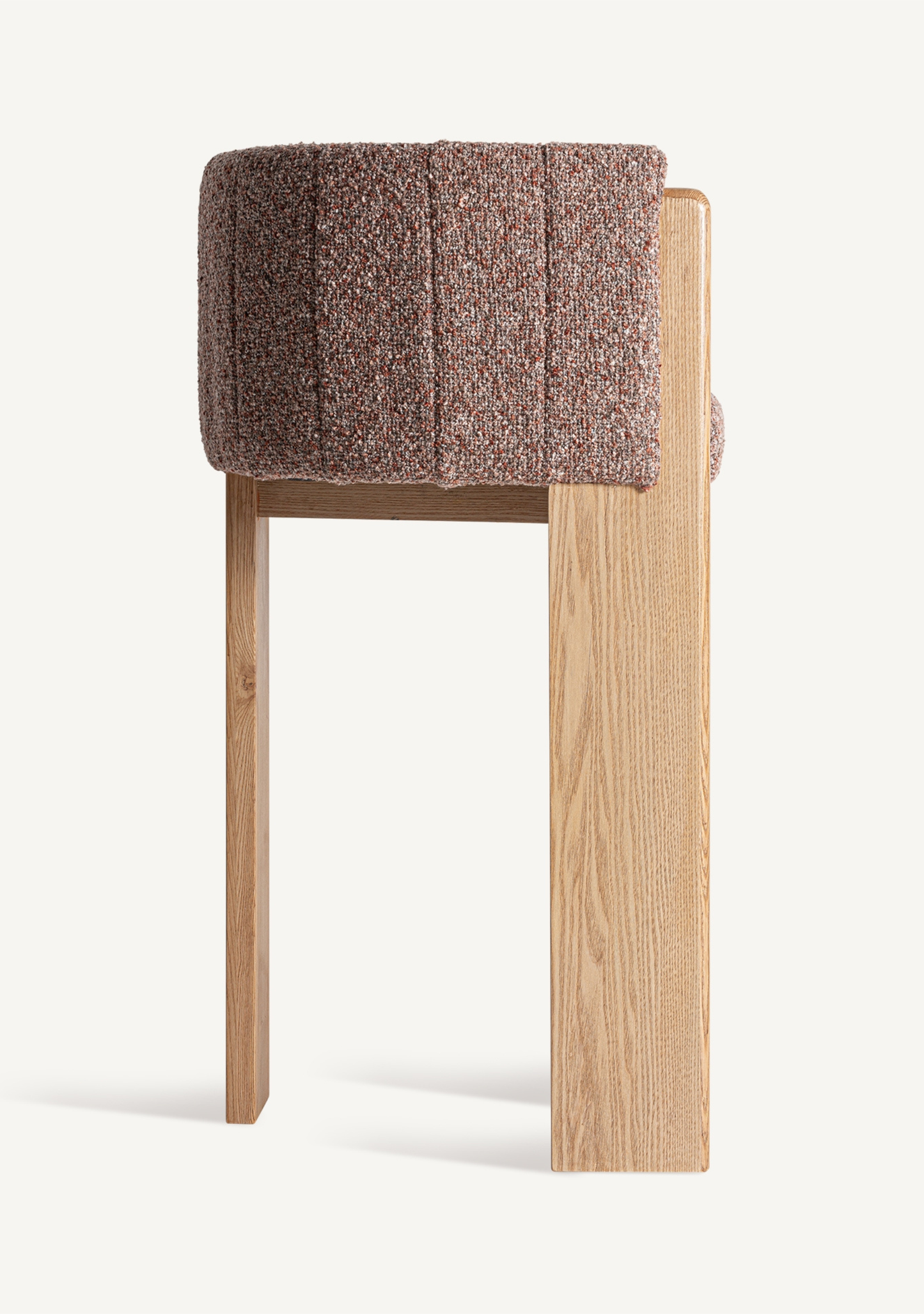 Sernier Upholstered Bar Stool – Oak Wood & Bouclé Fabric