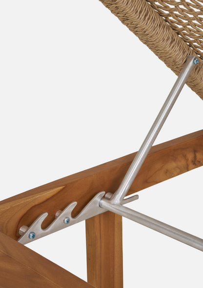 Derby Sun Lounger – Teak & Natural Rattan - Elara Maison