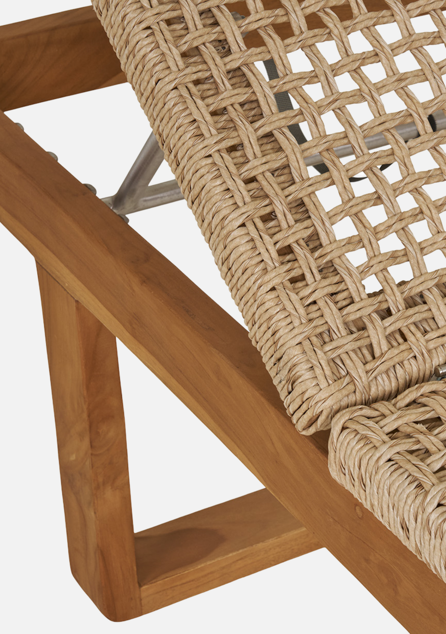 Derby Sun Lounger – Teak & Natural Rattan - Elara Maison
