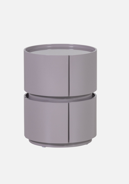 Lunex Night Stand – FSC® Light Grey High Gloss MDF - Elara Maison