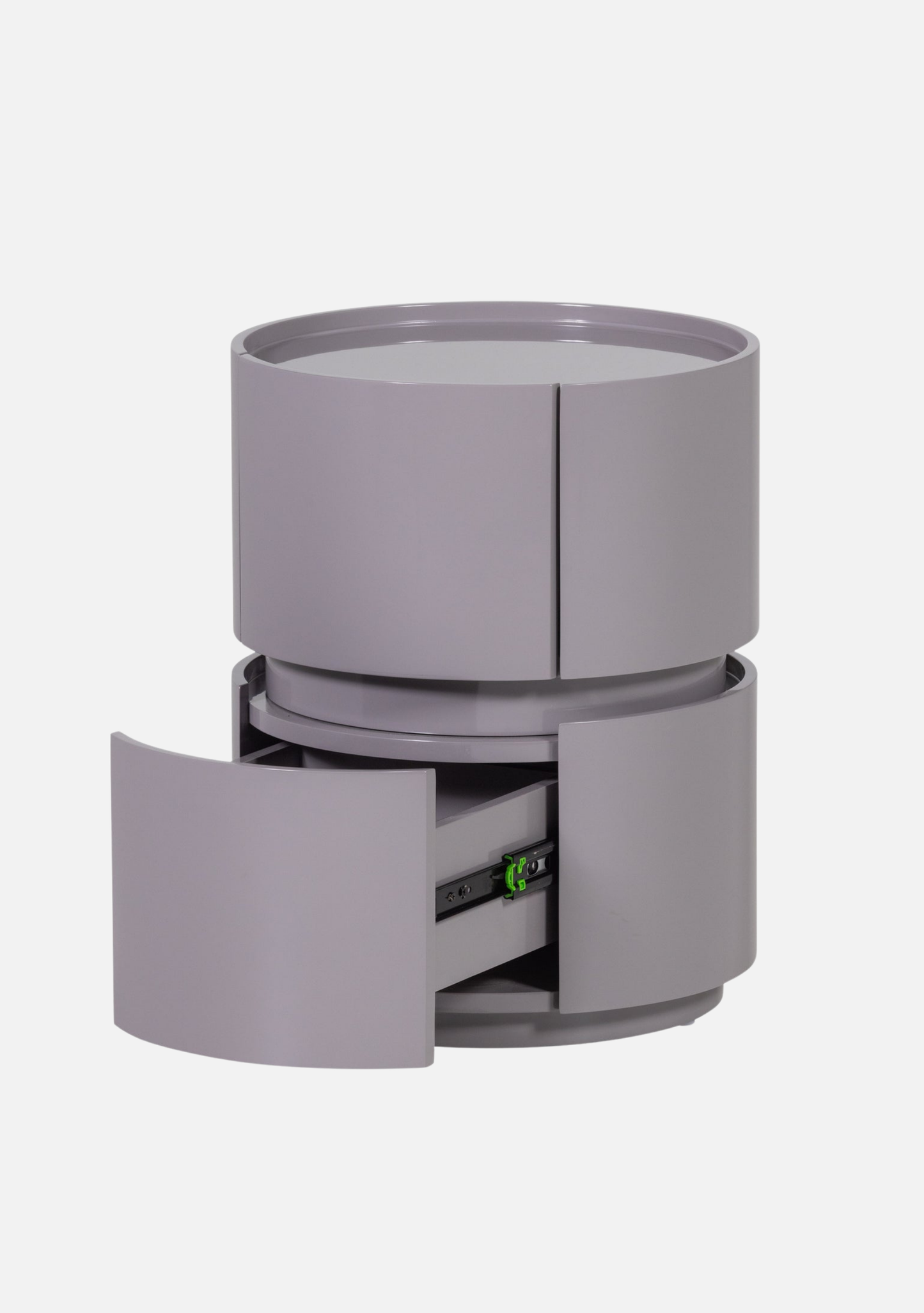 Lunex Night Stand – FSC® Light Grey High Gloss MDF - Elara Maison