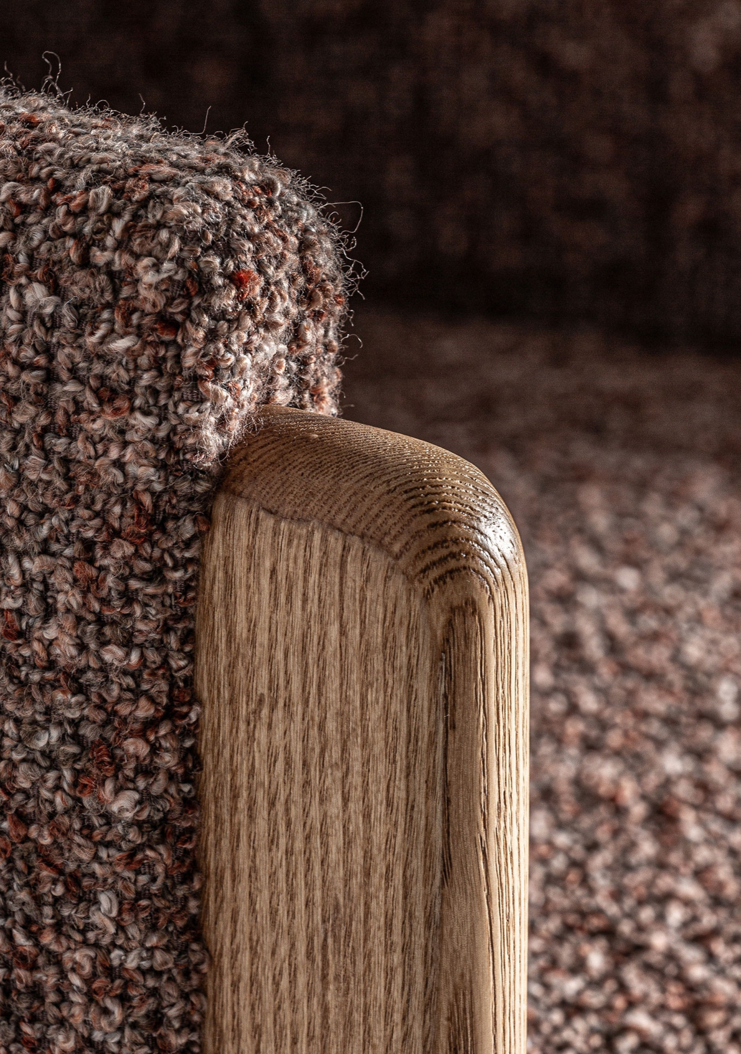 Sernier Upholstered Bar Stool – Oak Wood & Bouclé Fabric