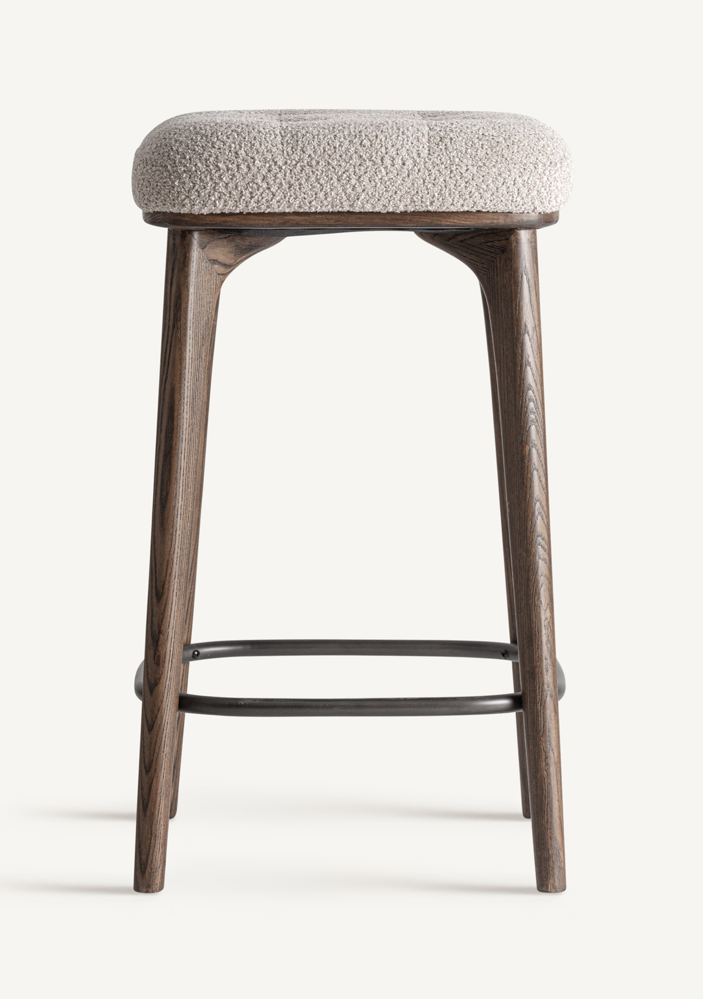 Zemst Upholstered Bar Stool – Ash Wood & Bouclé Fabric