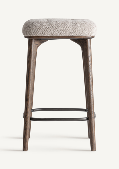 Zemst Upholstered Bar Stool – Ash Wood & Bouclé Fabric